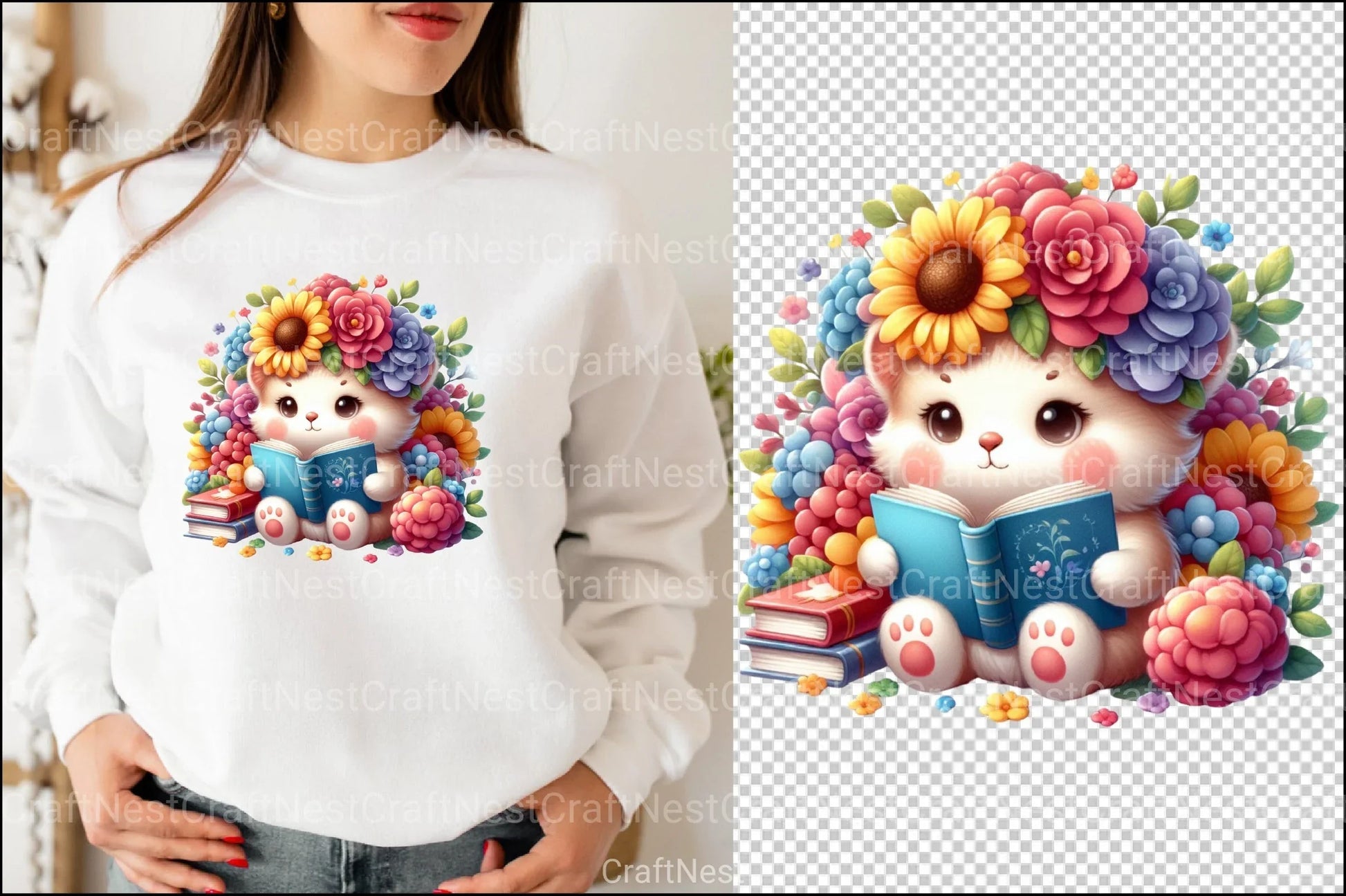 Animal Reading Book Clipart Bundle - CraftNest - Digital Crafting and Art