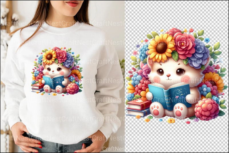 Animal Reading Book Clipart Bundle - CraftNest - Digital Crafting and Art