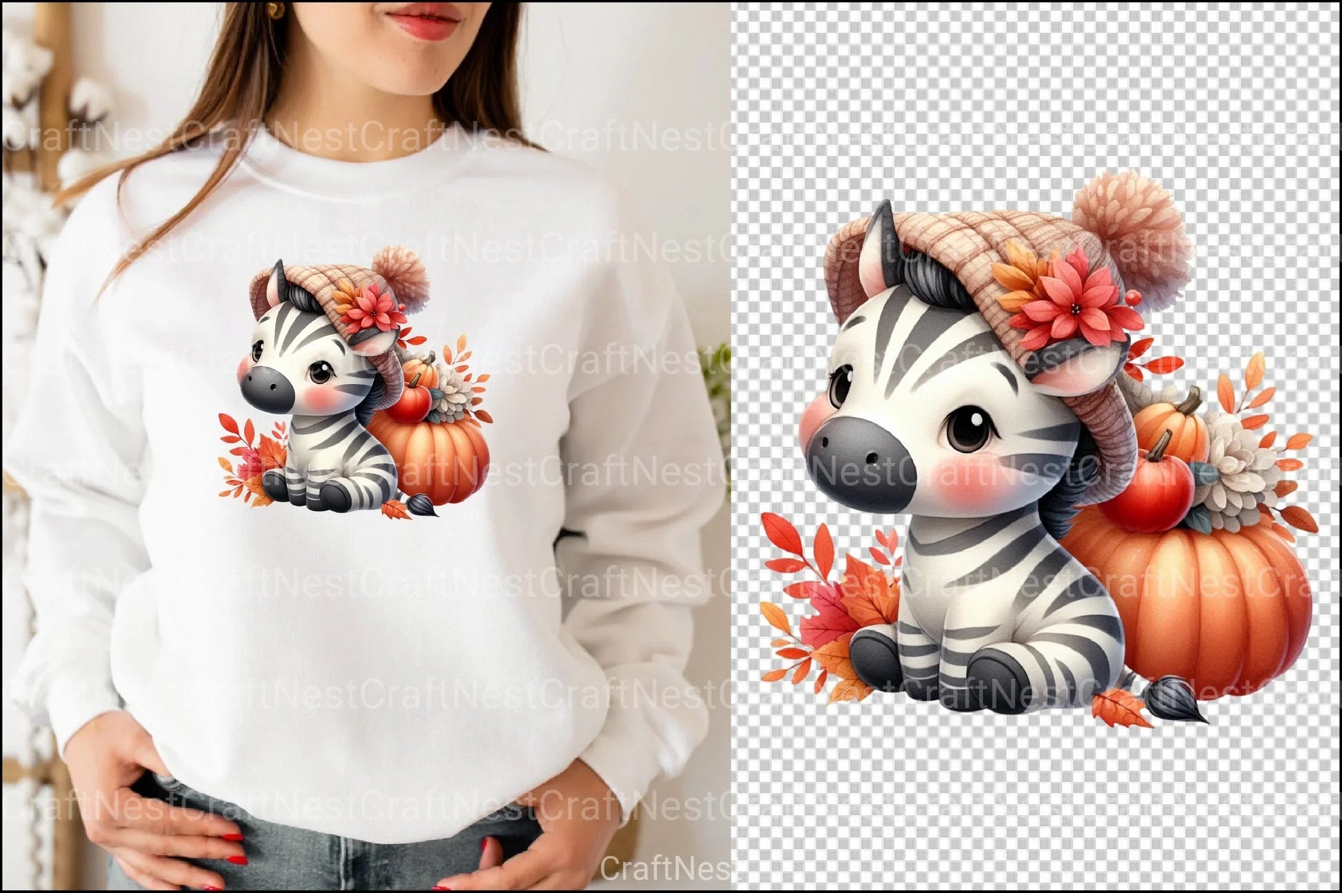 Autumn Cute Zebra Clipart Bundle - CraftNest - Digital Crafting and Art