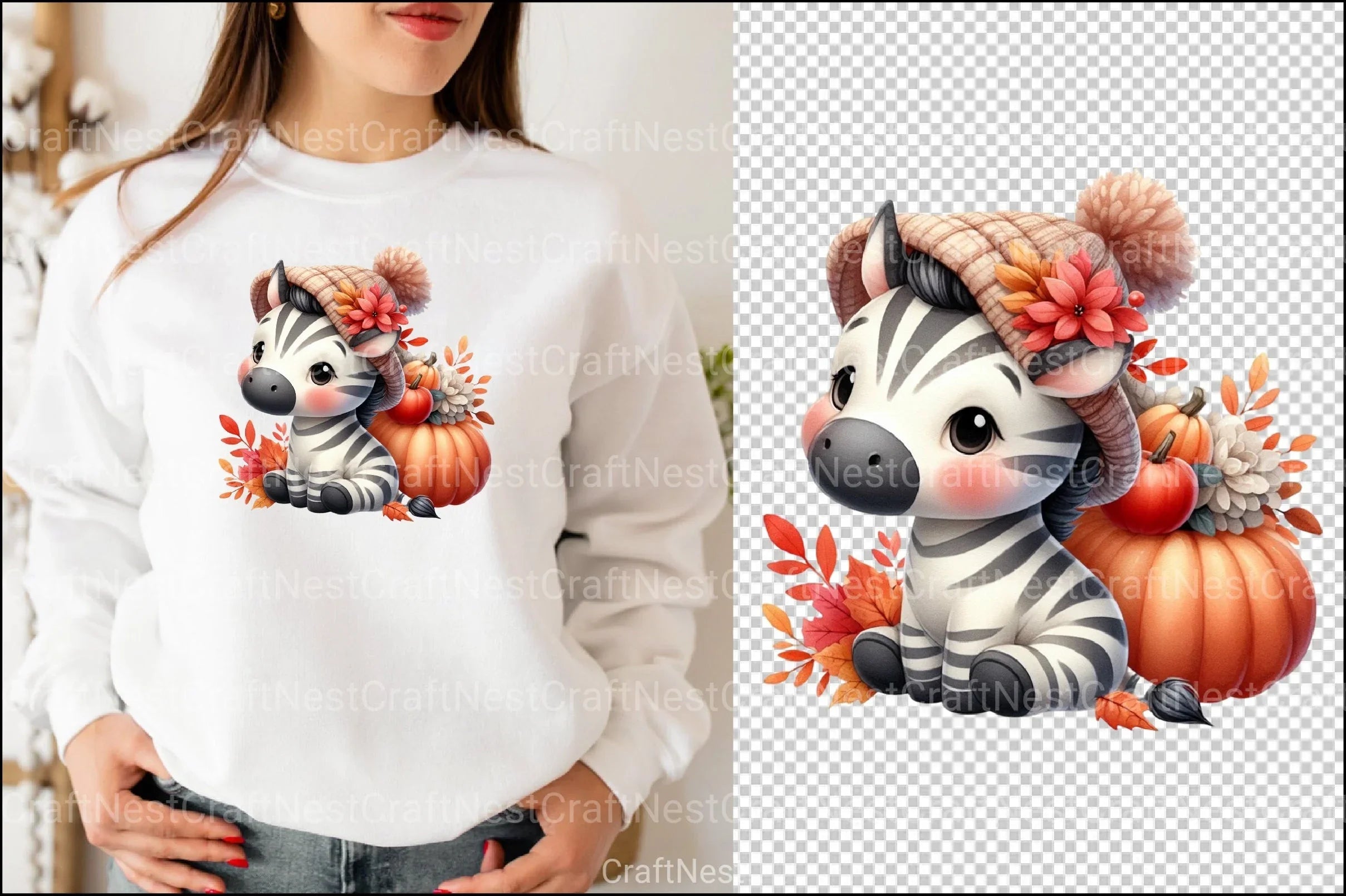 Autumn Cute Zebra Clipart Bundle - CraftNest - Digital Crafting and Art