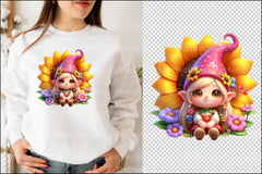 Sunflower Gnome Girl Clipart Bundle 99 - CraftNest - Digital Crafting and Art