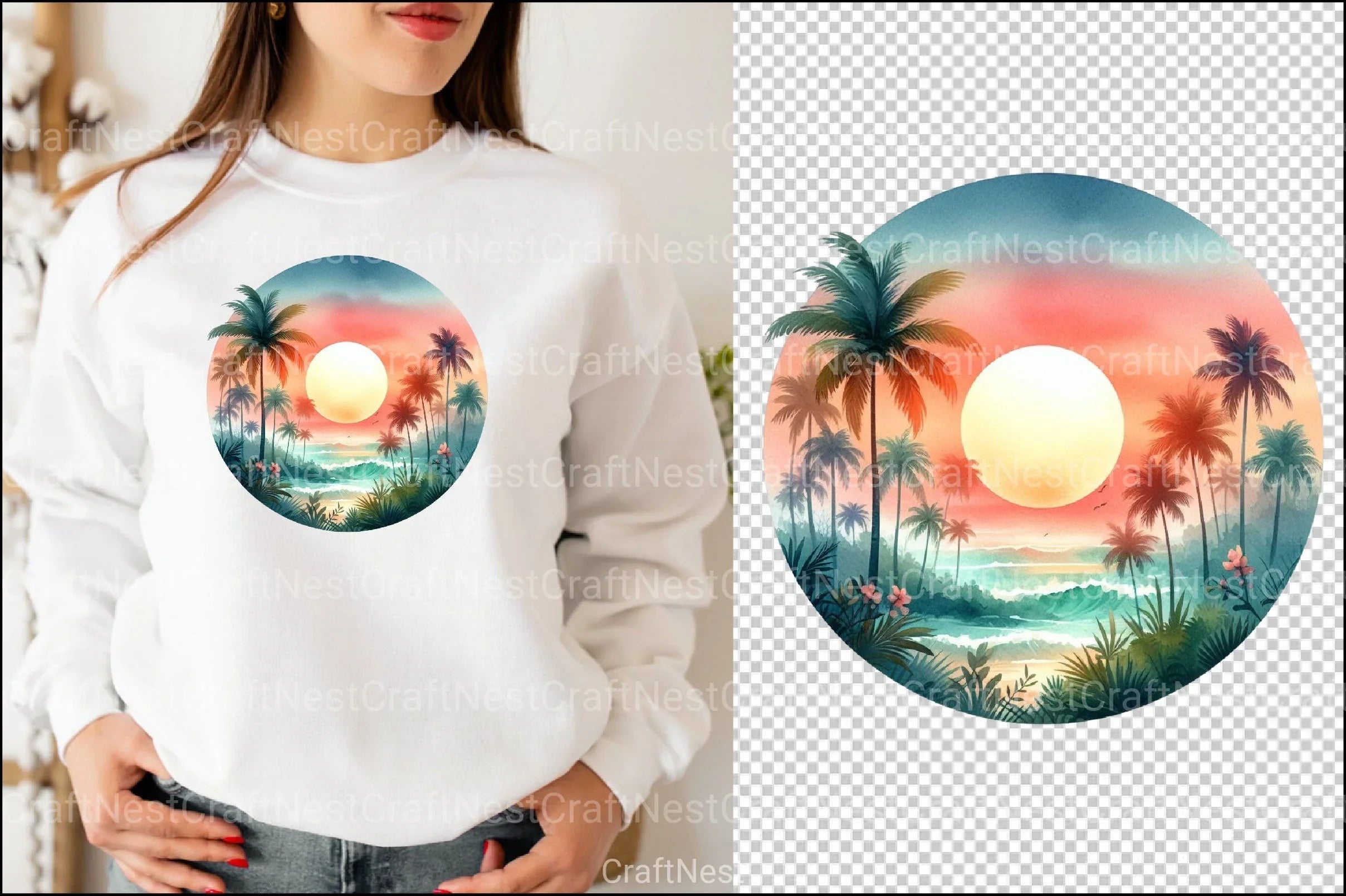 Tropical Sunset Circle Clipart Bundle - CraftNest - Digital Crafting and Art
