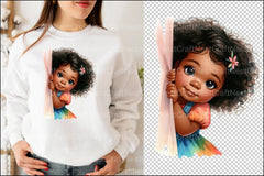 Peeking African American Little Girl Clipart Bundle 8 - CraftNest - Digital Crafting and Art