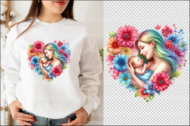 Mom and Baby Hearts Clipart Bundle - CraftNest - Digital Crafting and Art