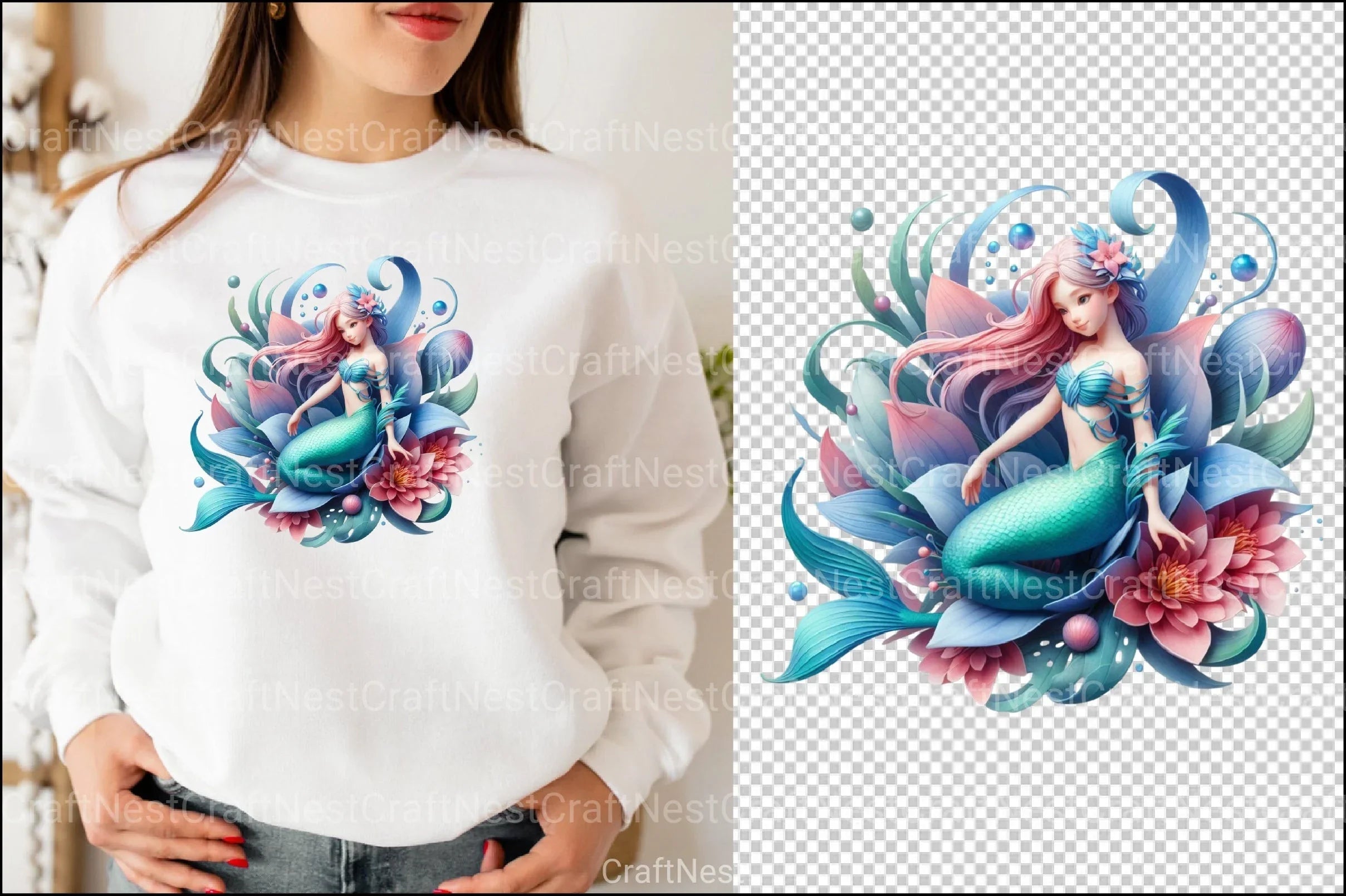 Mermaid Underwater Sea Clipart Bundle - CraftNest - Digital Crafting and Art