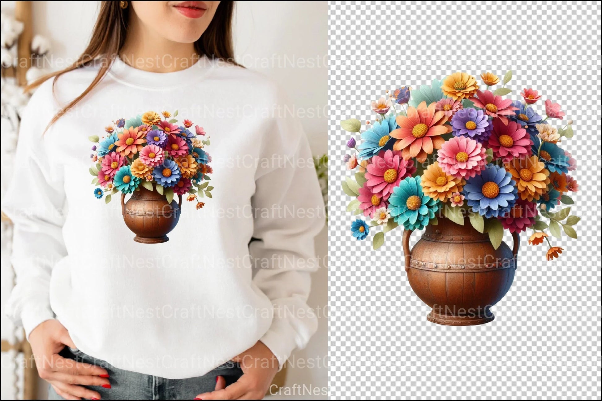 Rustic Vase Flowers Clipart Bundle - CraftNest - Digital Crafting and Art