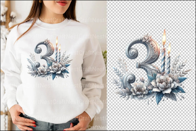 Silver Birthday Numbers Clipart Bundle - CraftNest - Digital Crafting and Art