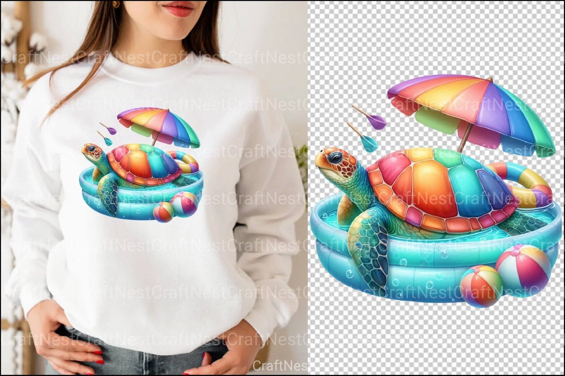 Sea Turtle Pool Party Clipart Bundle - CraftNest - Digital Crafting and Art