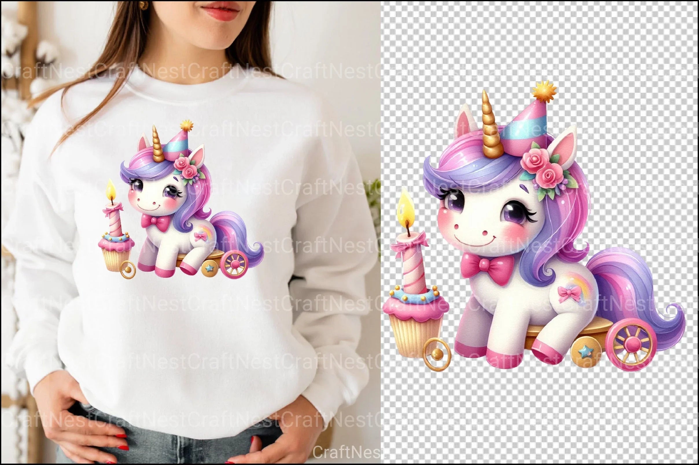 Unicorn Birthday Clipart Bundle 99 - CraftNest - Digital Crafting and Art