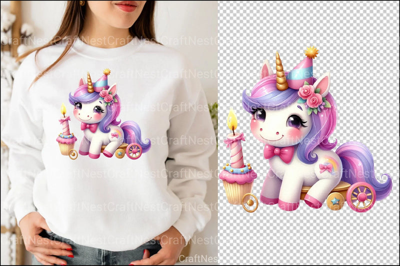 Unicorn Birthday Clipart Bundle 99 - CraftNest - Digital Crafting and Art