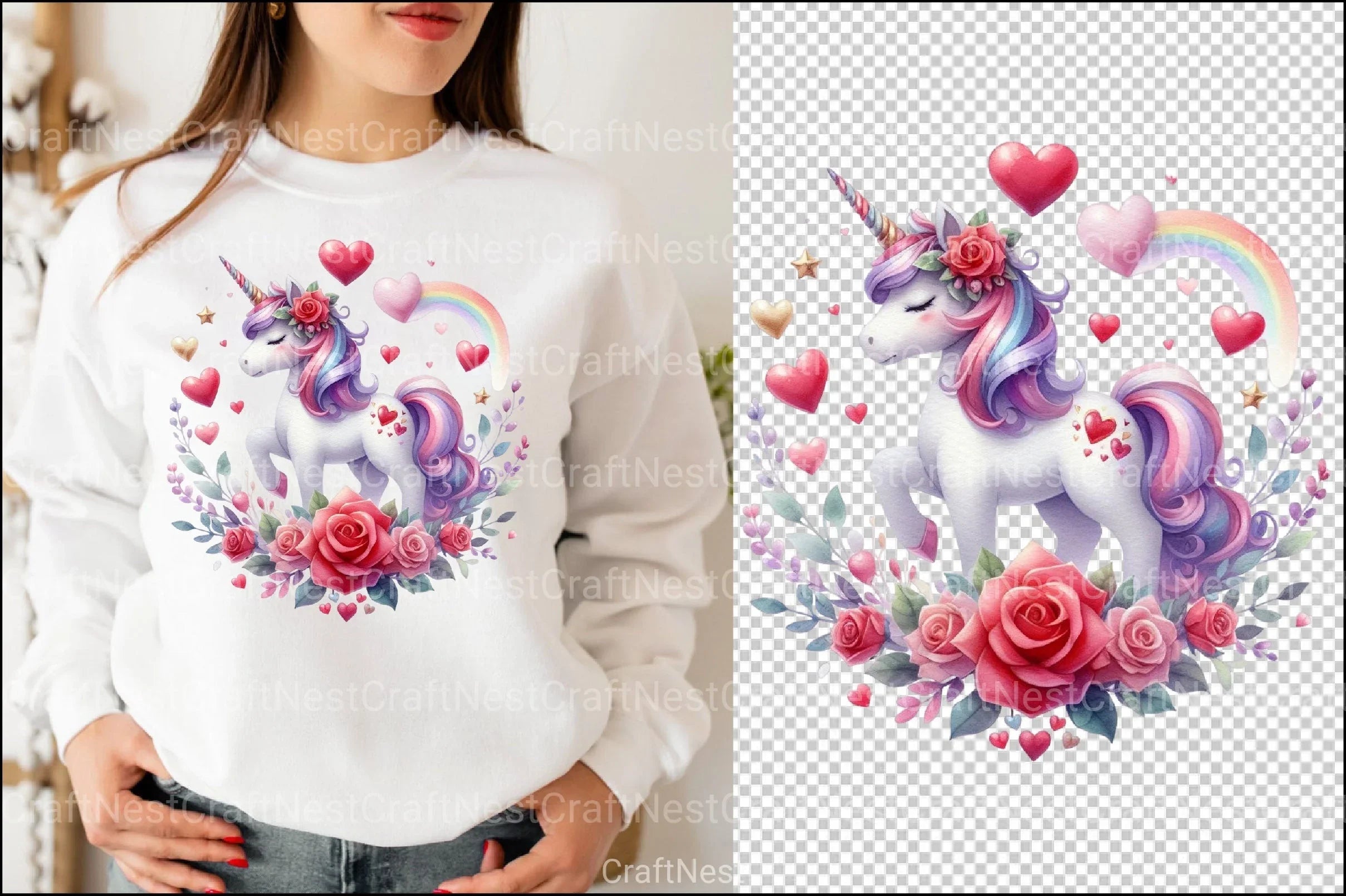 Cute Unicorn Valentine Clipart Bundle - CraftNest - Digital Crafting and Art