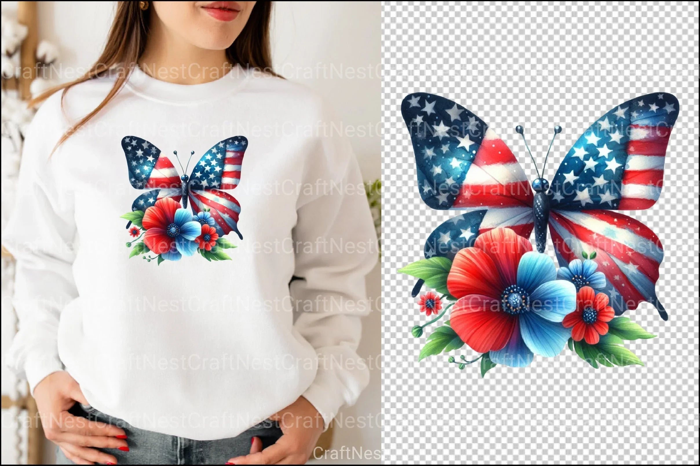 4th of July Butterfly Clipart Bundle - CraftNest - Digital Crafting and Art