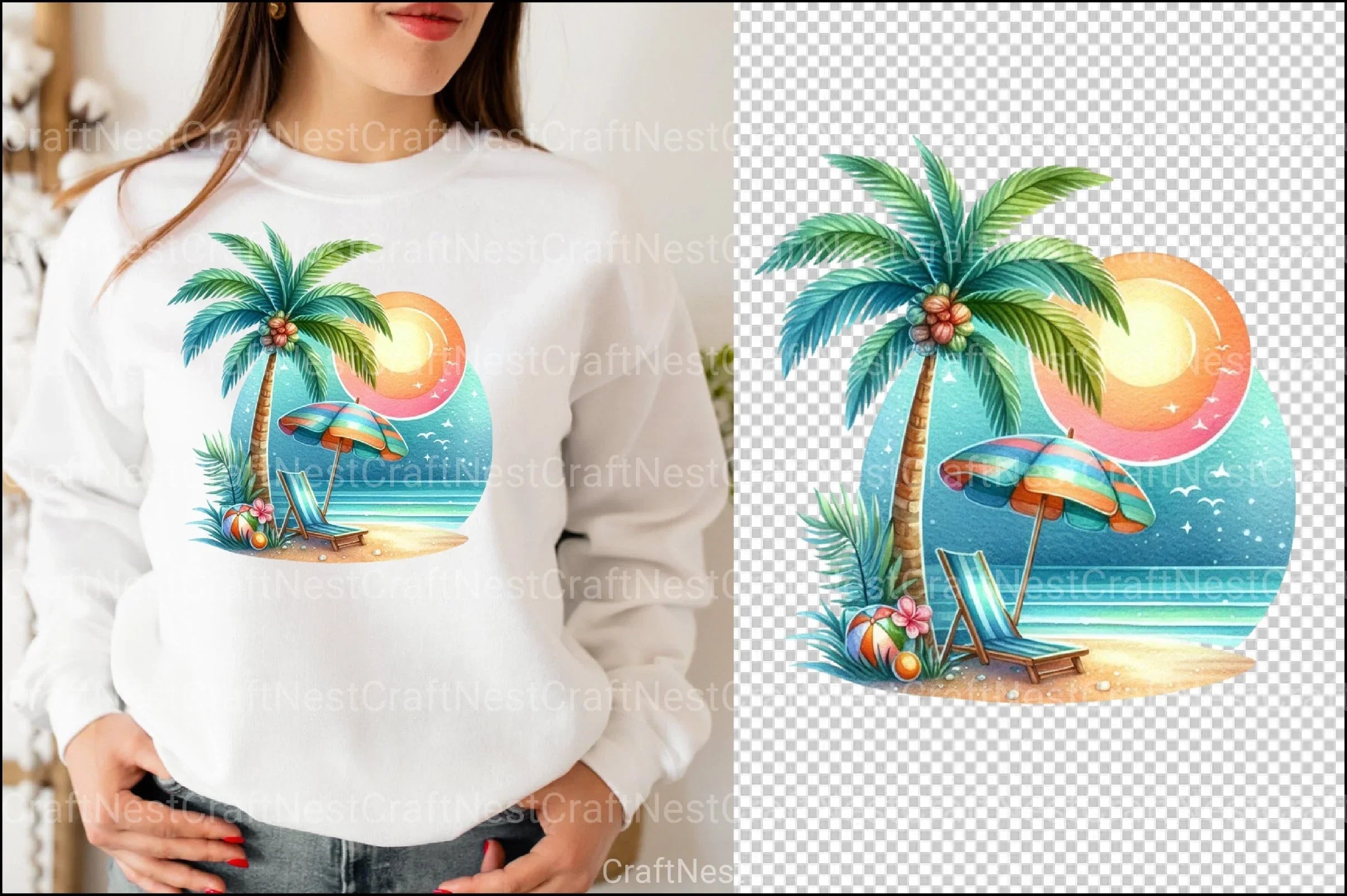 Retro Beach Clipart Bundle - CraftNest - Digital Crafting and Art