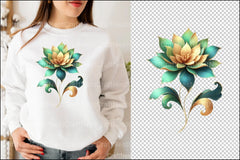 Gold Alcohol Ink Flowers Clipart Bundle 2 - CraftNest - Digital Crafting and Art