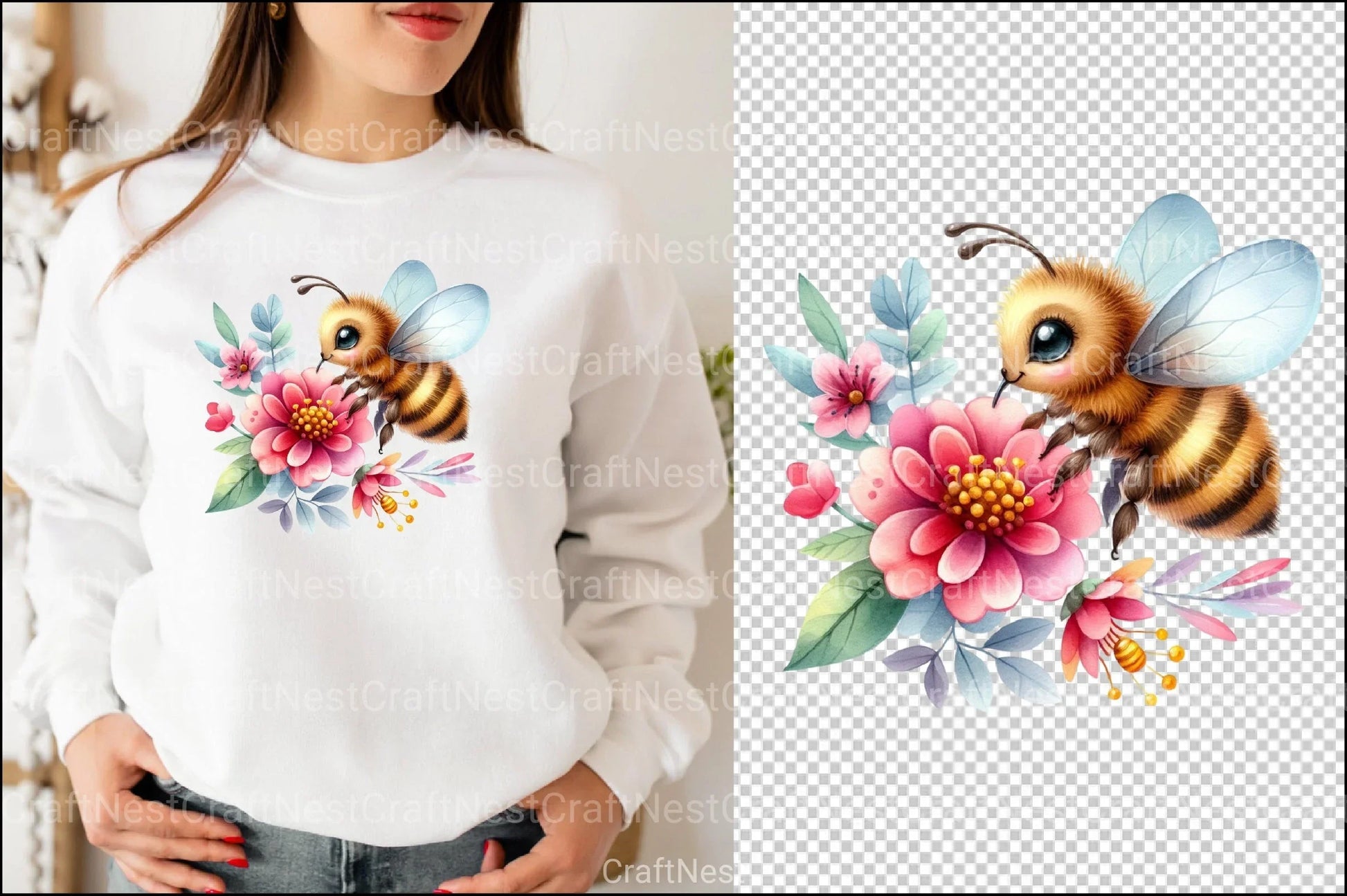 Cute Bee Clipart Bundle 66 - CraftNest - Digital Crafting and Art