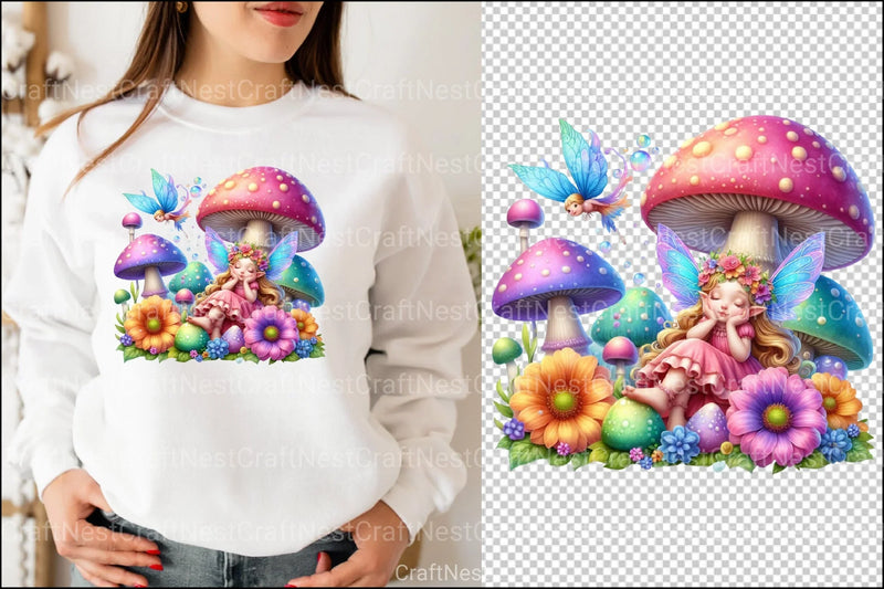 Dreaming Mushroom Fairy Clipart Bundle - CraftNest - Digital Crafting and Art