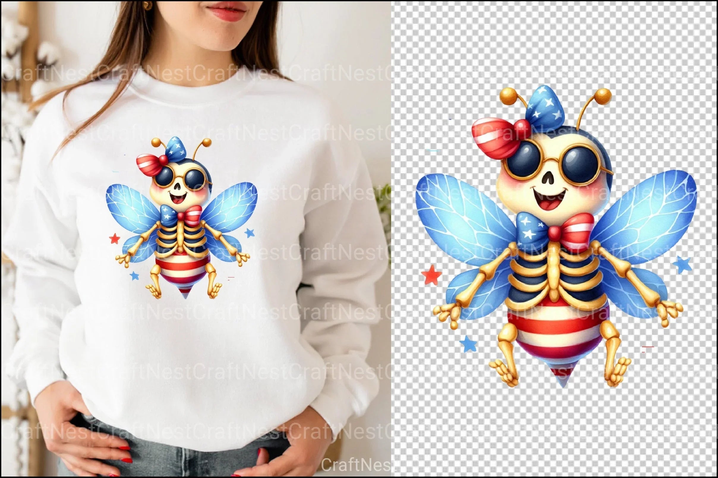 4th of July Boney Bee Clipart Bundle - CraftNest - Digital Crafting and Art