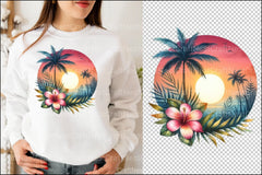 Tropical Sunset Palm Flower Clipart Bundle - CraftNest - Digital Crafting and Art