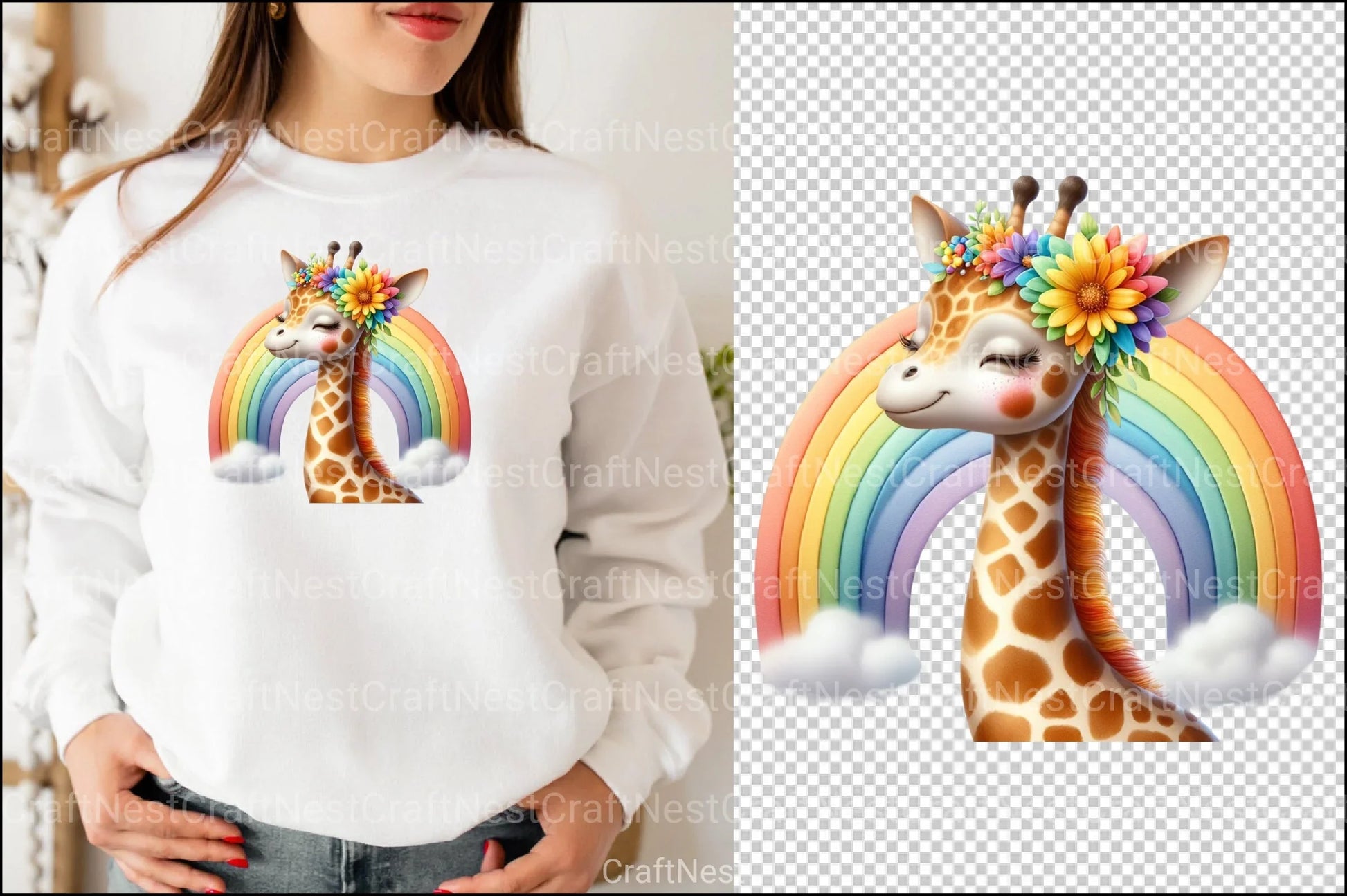 Giraffe Rainbow Clipart Bundle - CraftNest - Digital Crafting and Art