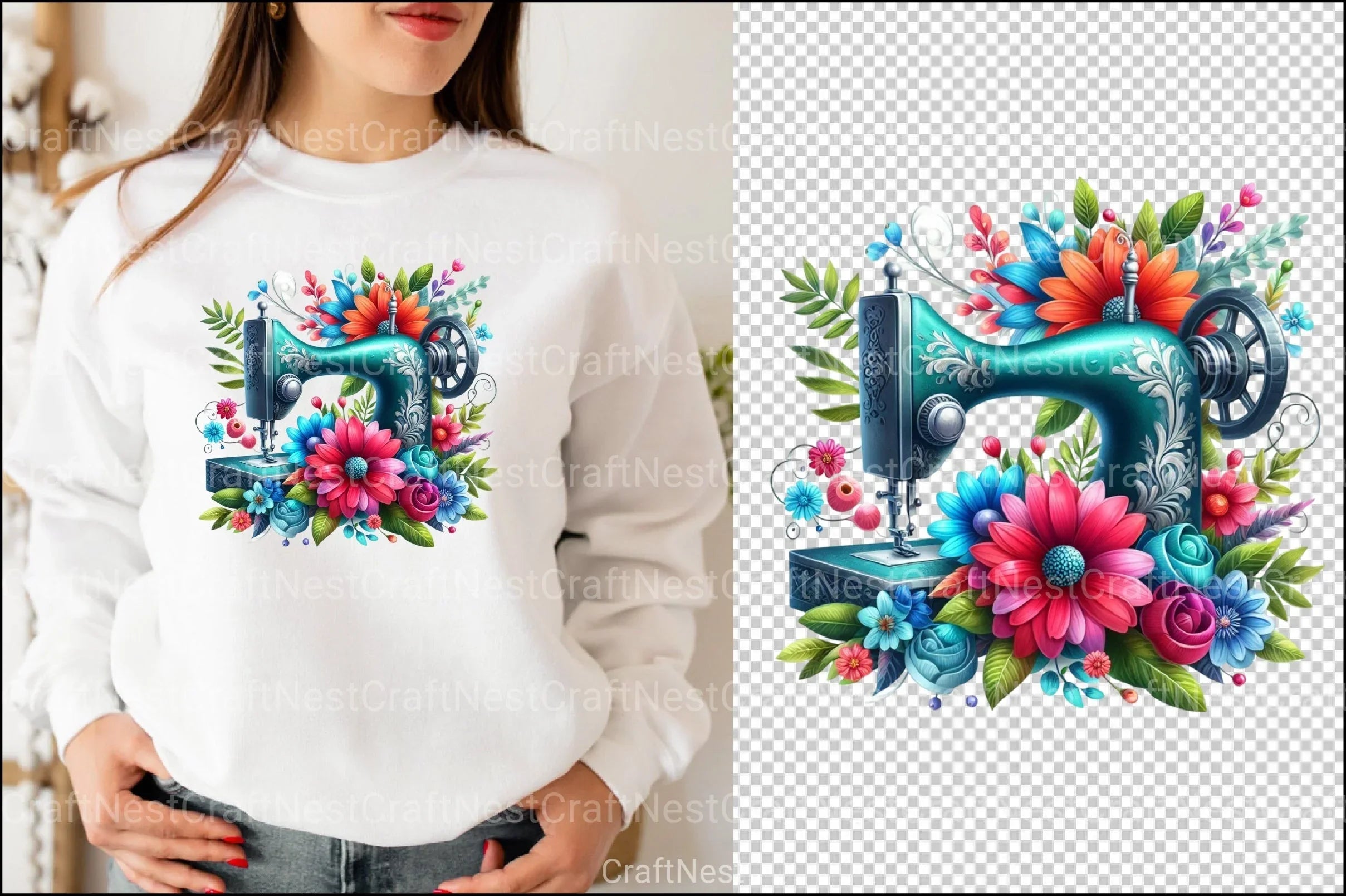 Floral Sewing Machine Clipart Bundle - CraftNest - Digital Crafting and Art