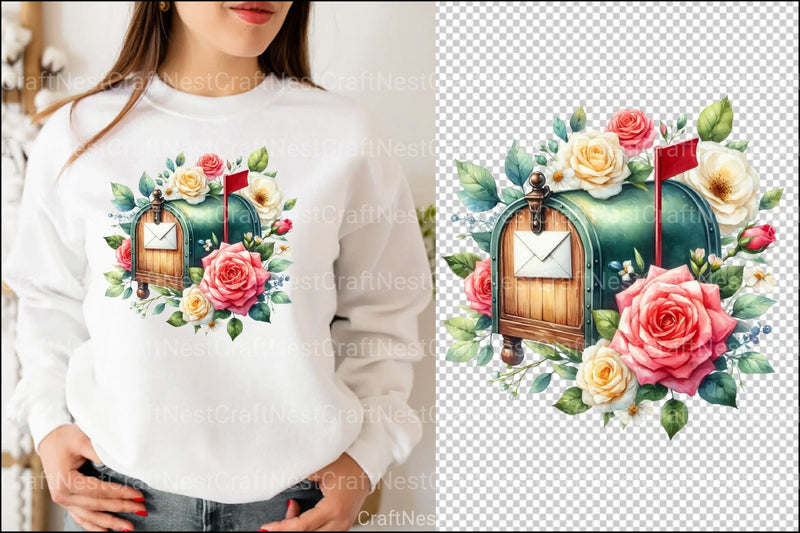 Mailbox with White Roses Clipart Bundle - CraftNest - Digital Crafting and Art