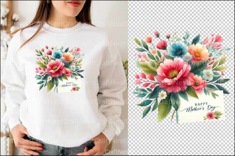 Floral Embrace Mother's Day Card Clipart Bundle - CraftNest - Digital Crafting and Art