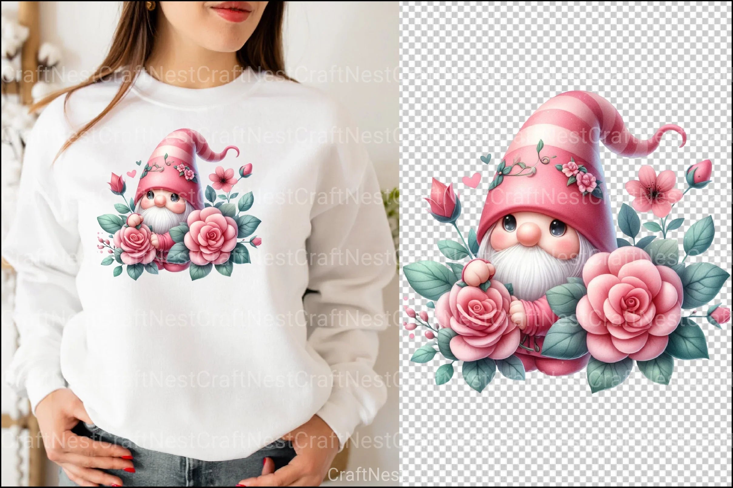 Cute Gnome Rose Clipart Bundle 99 - CraftNest - Digital Crafting and Art
