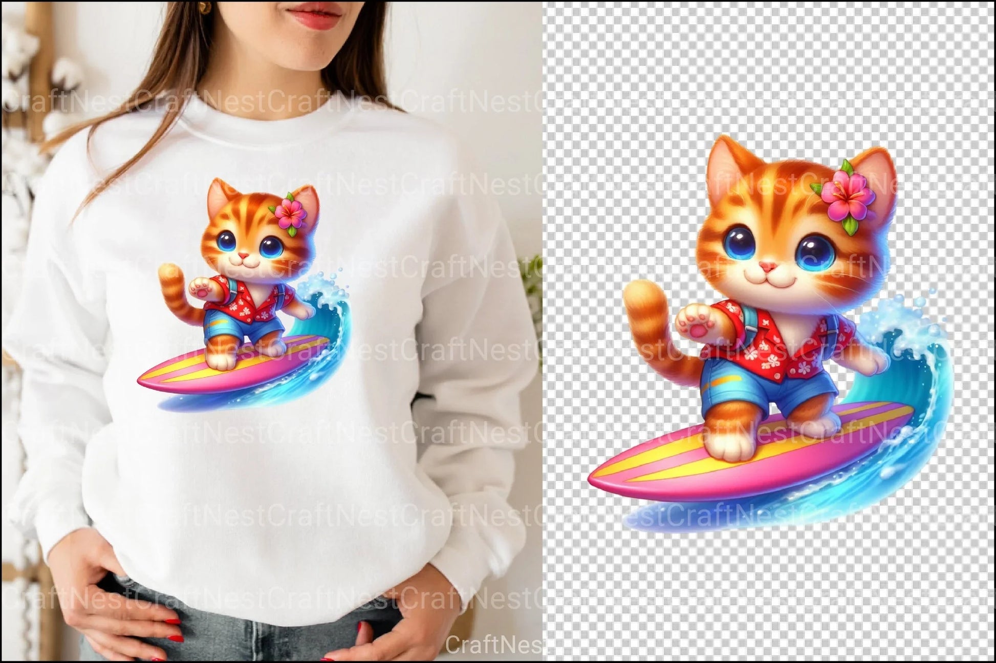 Cute Surfing Cats Clipart Bundle - CraftNest - Digital Crafting and Art