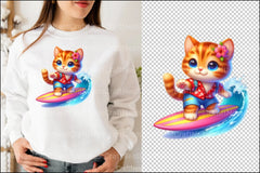 Cute Surfing Cats Clipart Bundle - CraftNest - Digital Crafting and Art