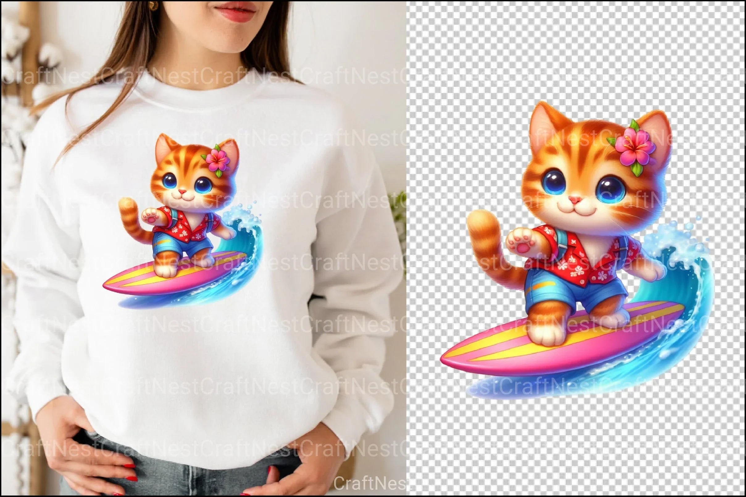 Cute Surfing Cats Clipart Bundle - CraftNest - Digital Crafting and Art