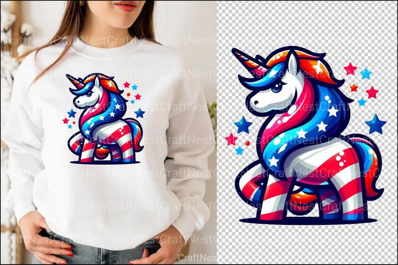 4th of July Unicorn Clipart Bundle 99 - CraftNest - Digital Crafting and Art