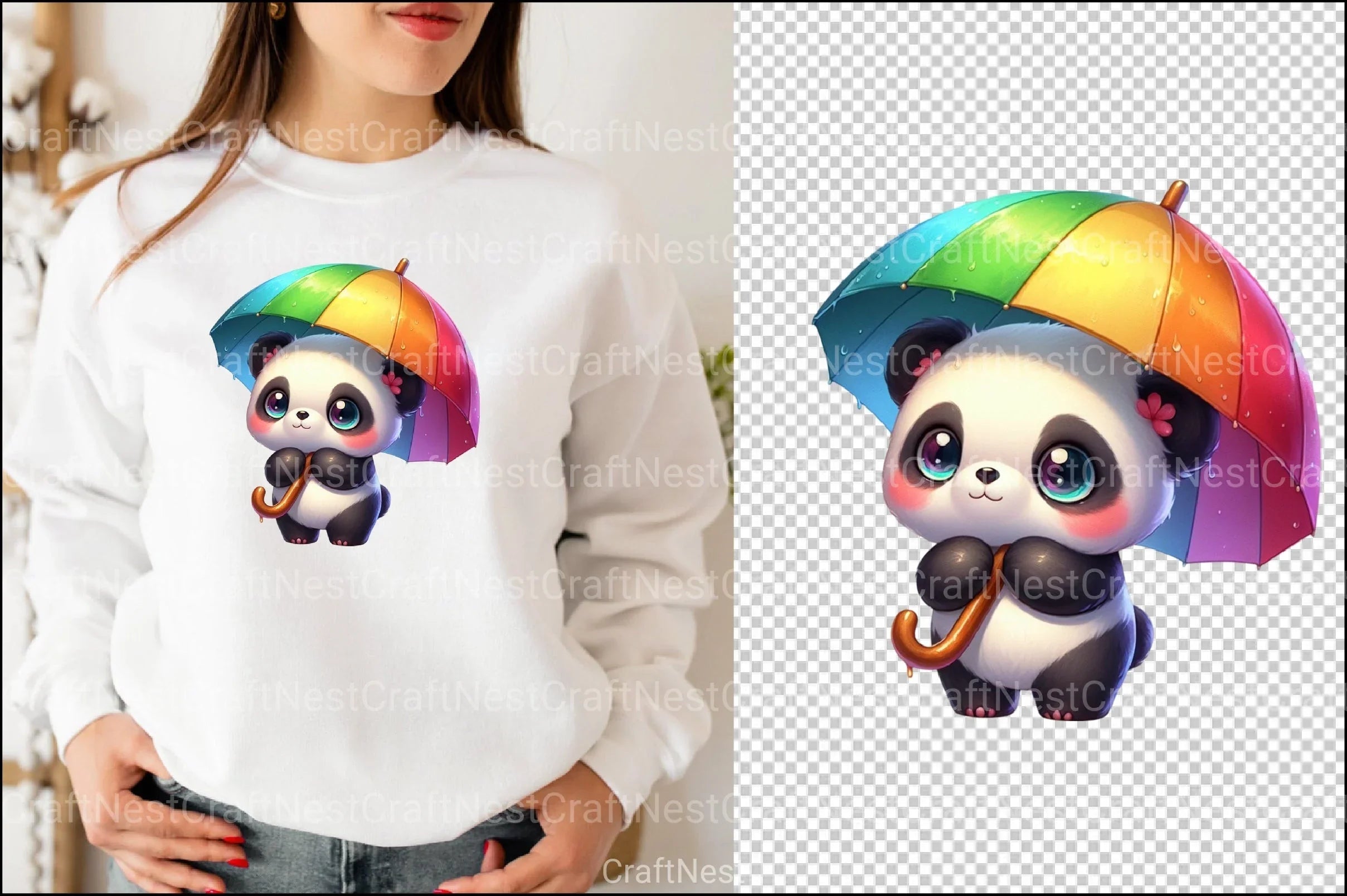 Funny Little Pandas Umbrella Clipart Bundle 1 - CraftNest - Digital Crafting and Art