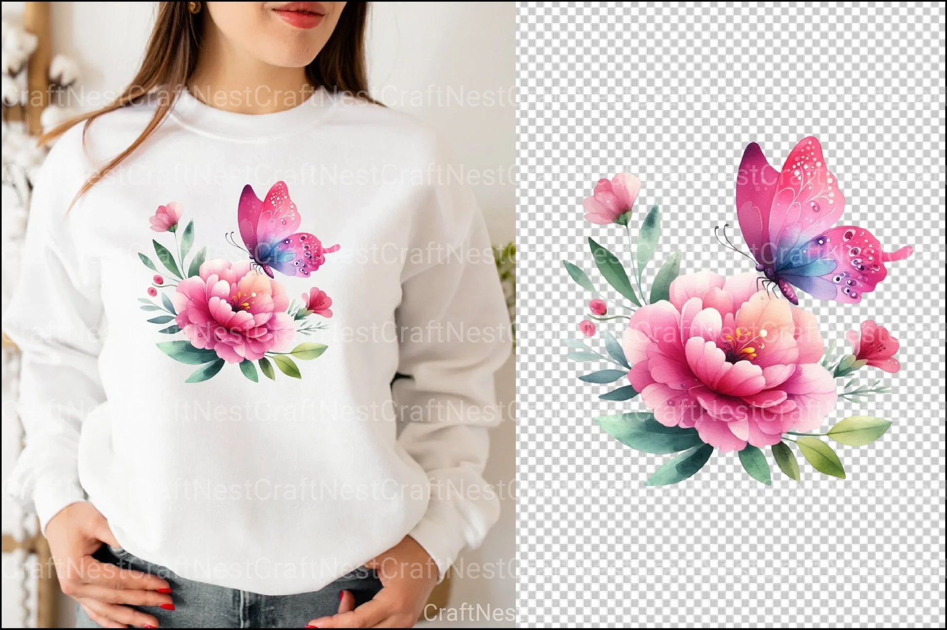 Coquette Pink Butterfly Clipart Bundle 3 - CraftNest - Digital Crafting and Art