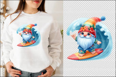 Cute Gnome Surfing Clipart Bundle - CraftNest - Digital Crafting and Art