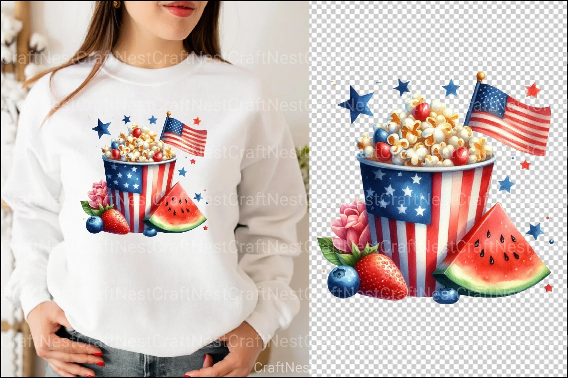 4th of July Popcorn Bucket Clipart Bundle 99 - CraftNest - Digital Crafting and Art
