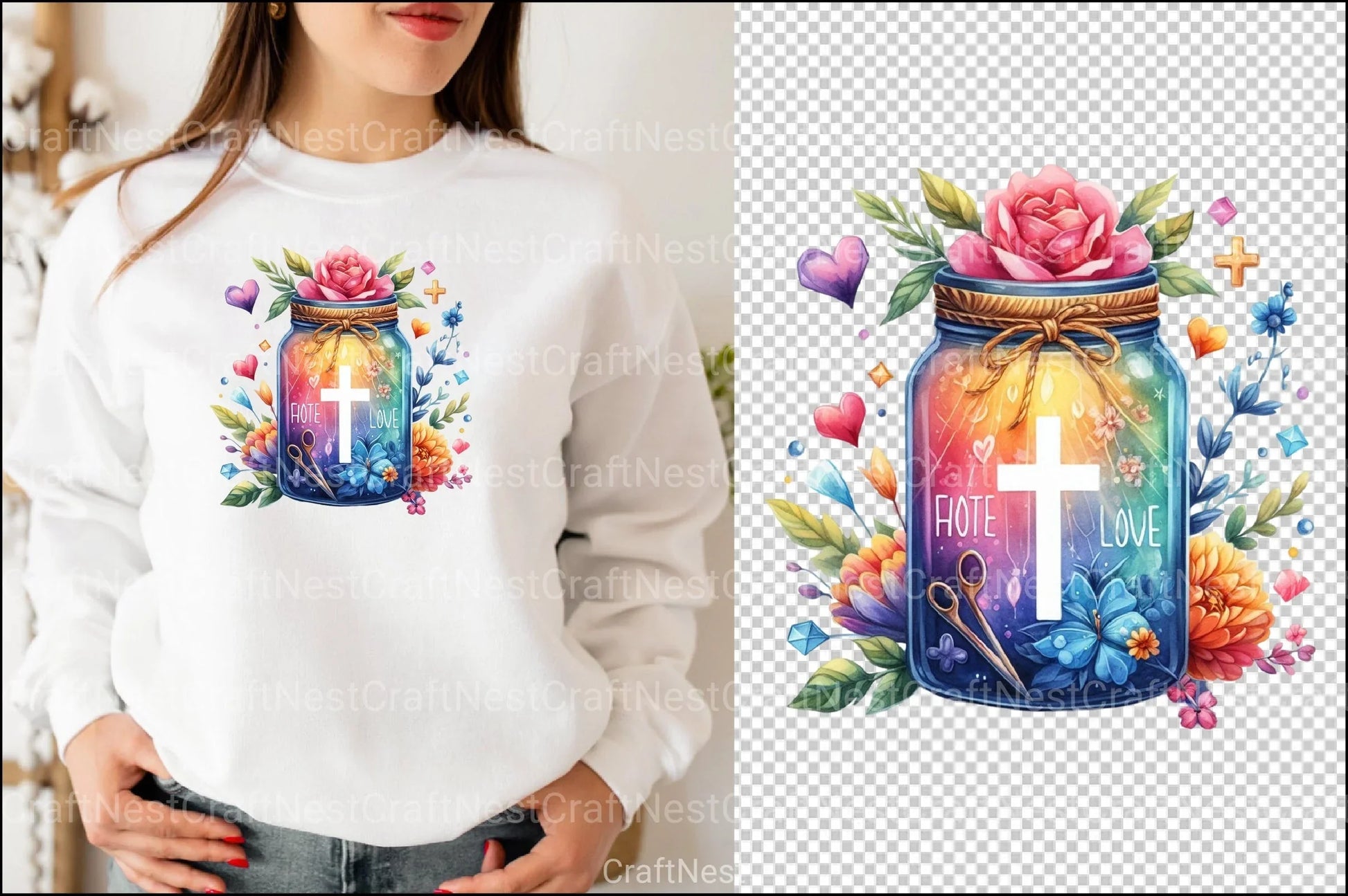 Faith Hope Love Jars Clipart Bundle - CraftNest - Digital Crafting and Art