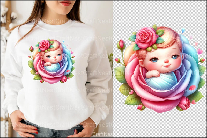 Cute Baby in Rose Clipart Bundle - CraftNest - Digital Crafting and Art
