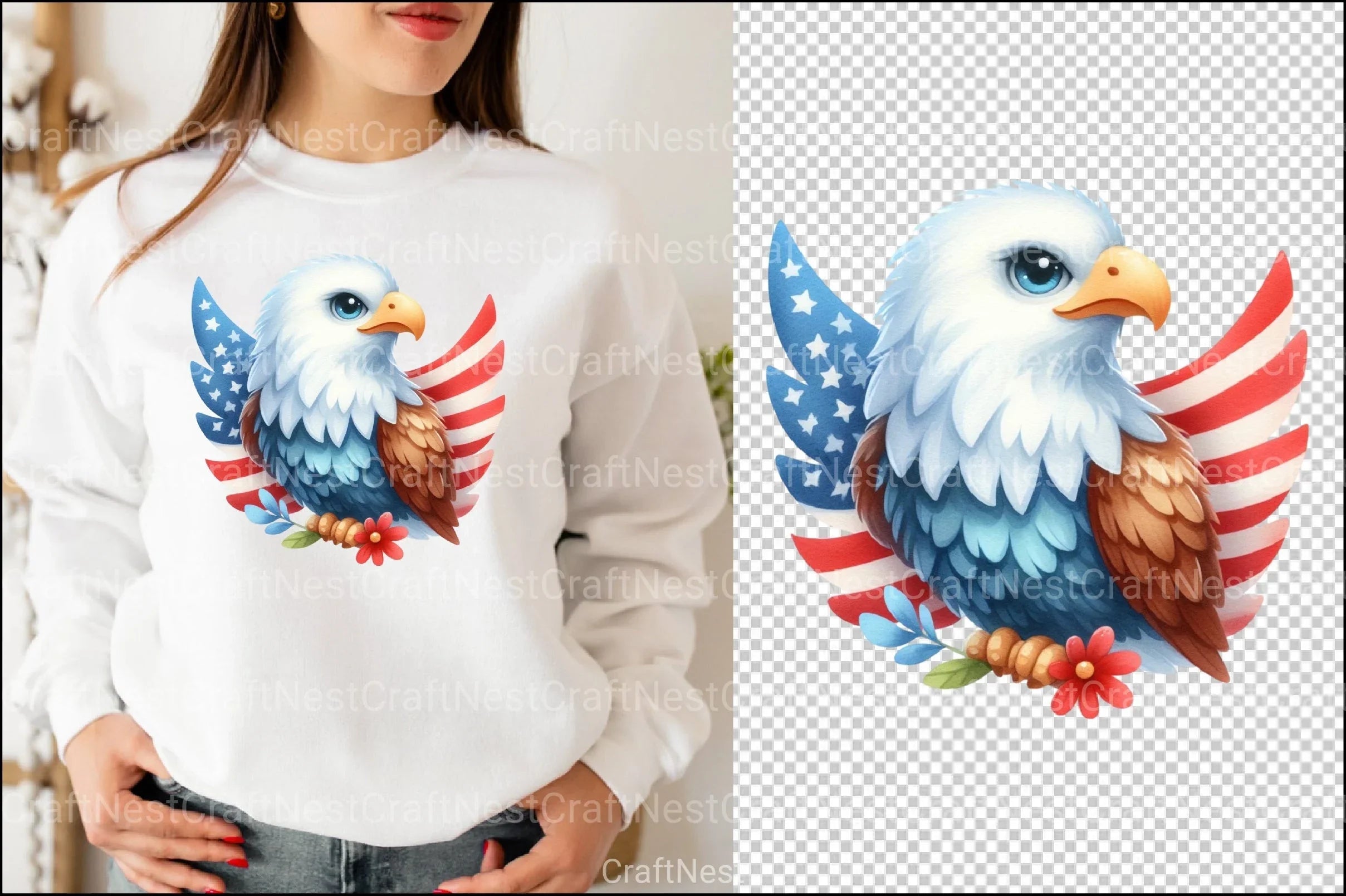 Cute Patriotic Eagle Clipart Bundle 99 - CraftNest - Digital Crafting and Art