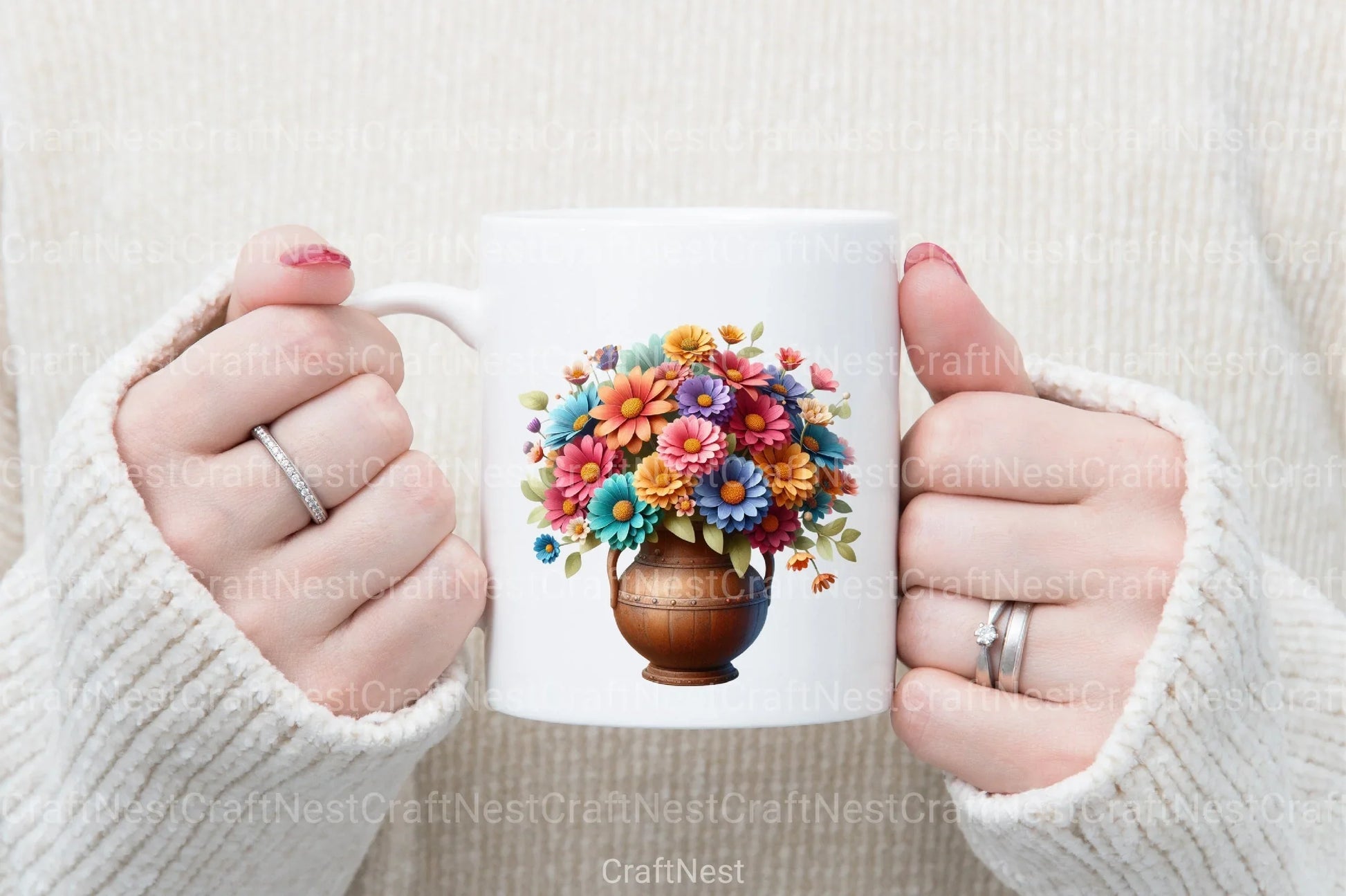 Rustic Vase Flowers Clipart Bundle - CraftNest - Digital Crafting and Art