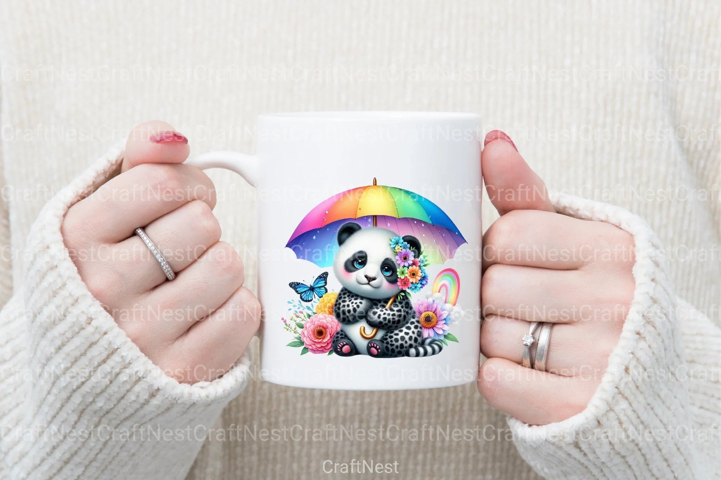 Panda Rainbow Umbrella Clipart Bundle 4 - CraftNest - Digital Crafting and Art