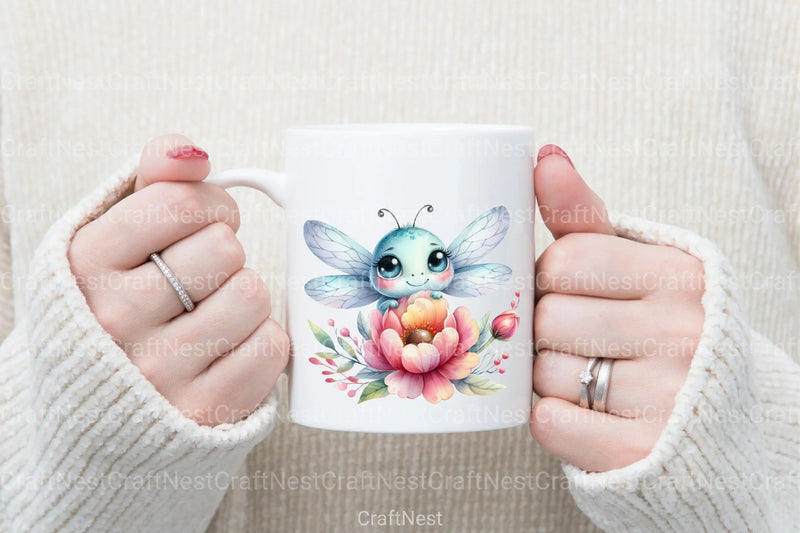 Dragonfly and Flowers Clipart Bundle 4 - CraftNest - Digital Crafting and Art