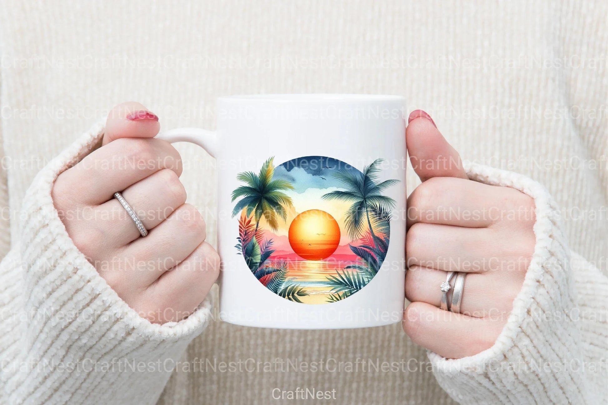 Tropical Sunset Circle Clipart Bundle - CraftNest - Digital Crafting and Art