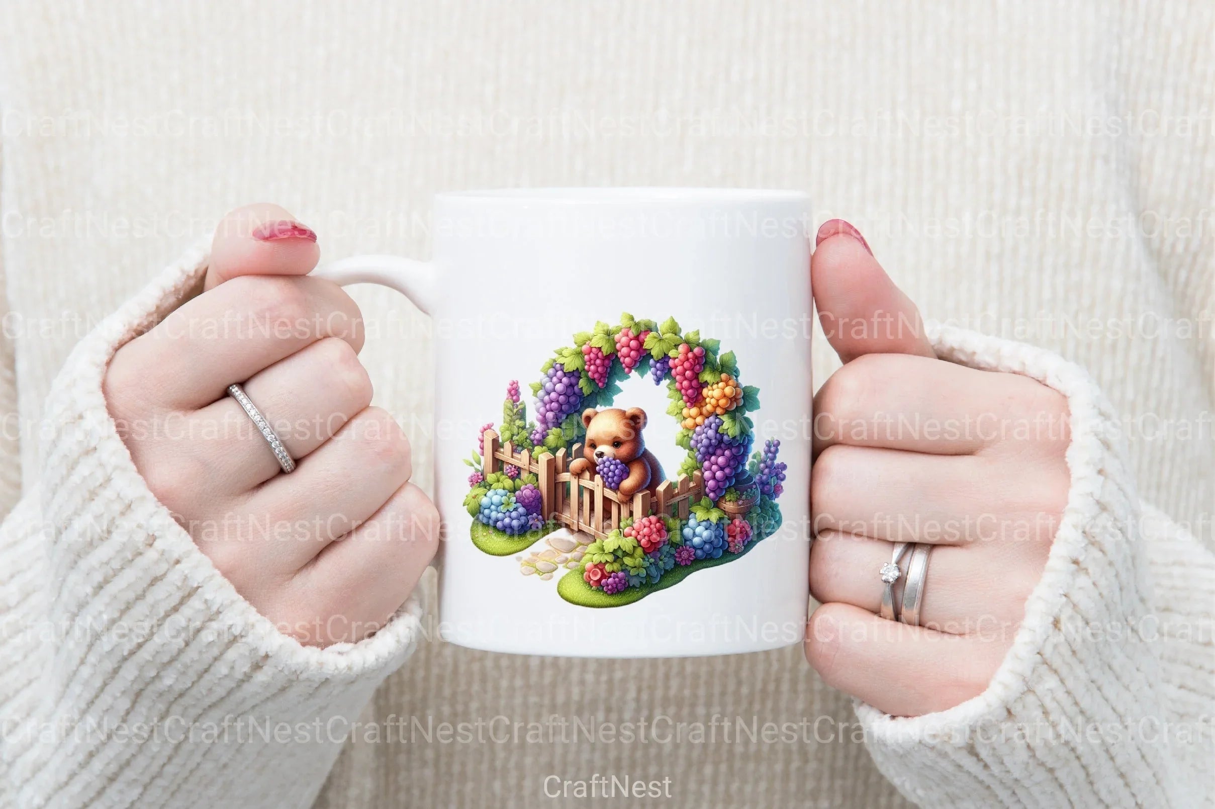 Bear in Grape Garden Clipart Bundle 44 - CraftNest - Digital Crafting and Art