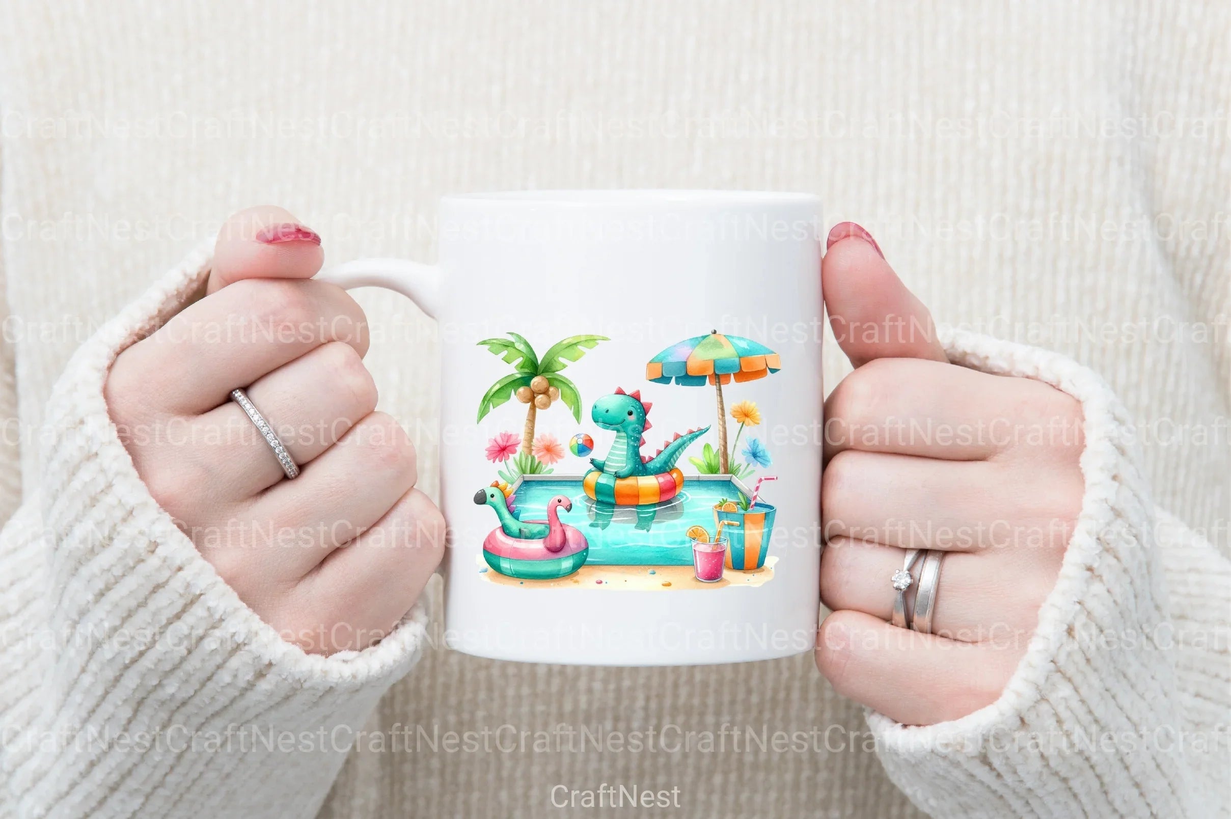 Dinosaur Pool Party Clipart Bundle - CraftNest - Digital Crafting and Art