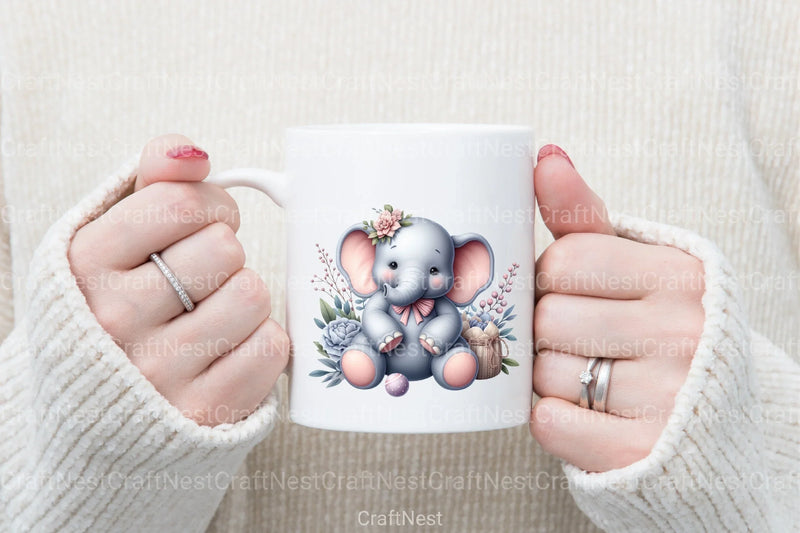 Elephant Baby Shower Clipart Bundle - CraftNest - Digital Crafting and Art