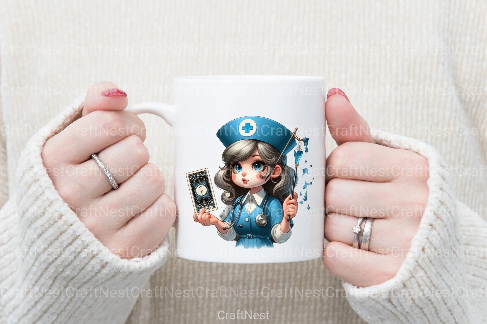 Funny Nurse Tarot Card Clipart Bundle for 12-Hour Shifts - CraftNest - Digital Crafting and Art