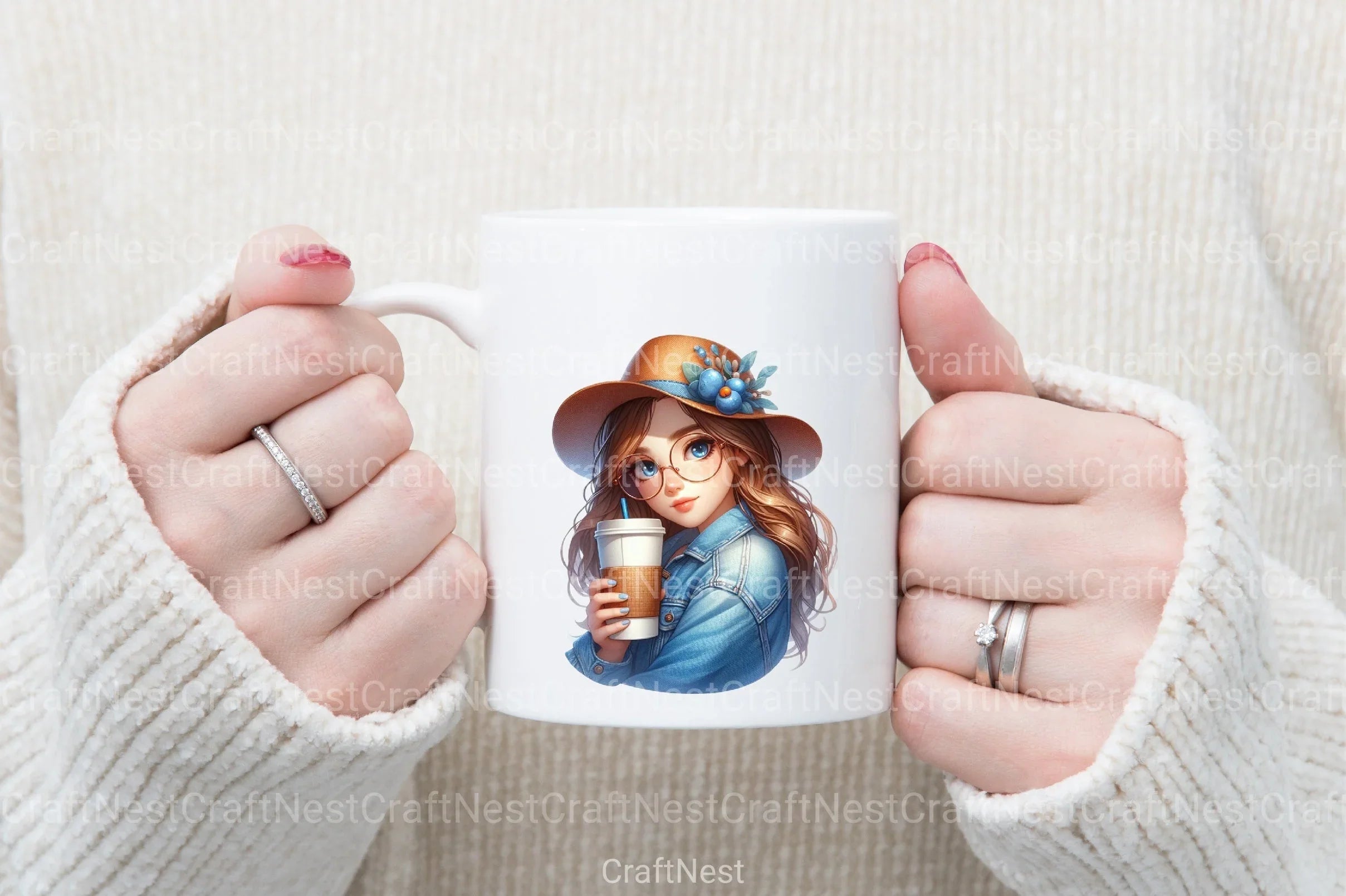 Pop Girl Coffee Clipart Bundle - CraftNest - Digital Crafting and Art