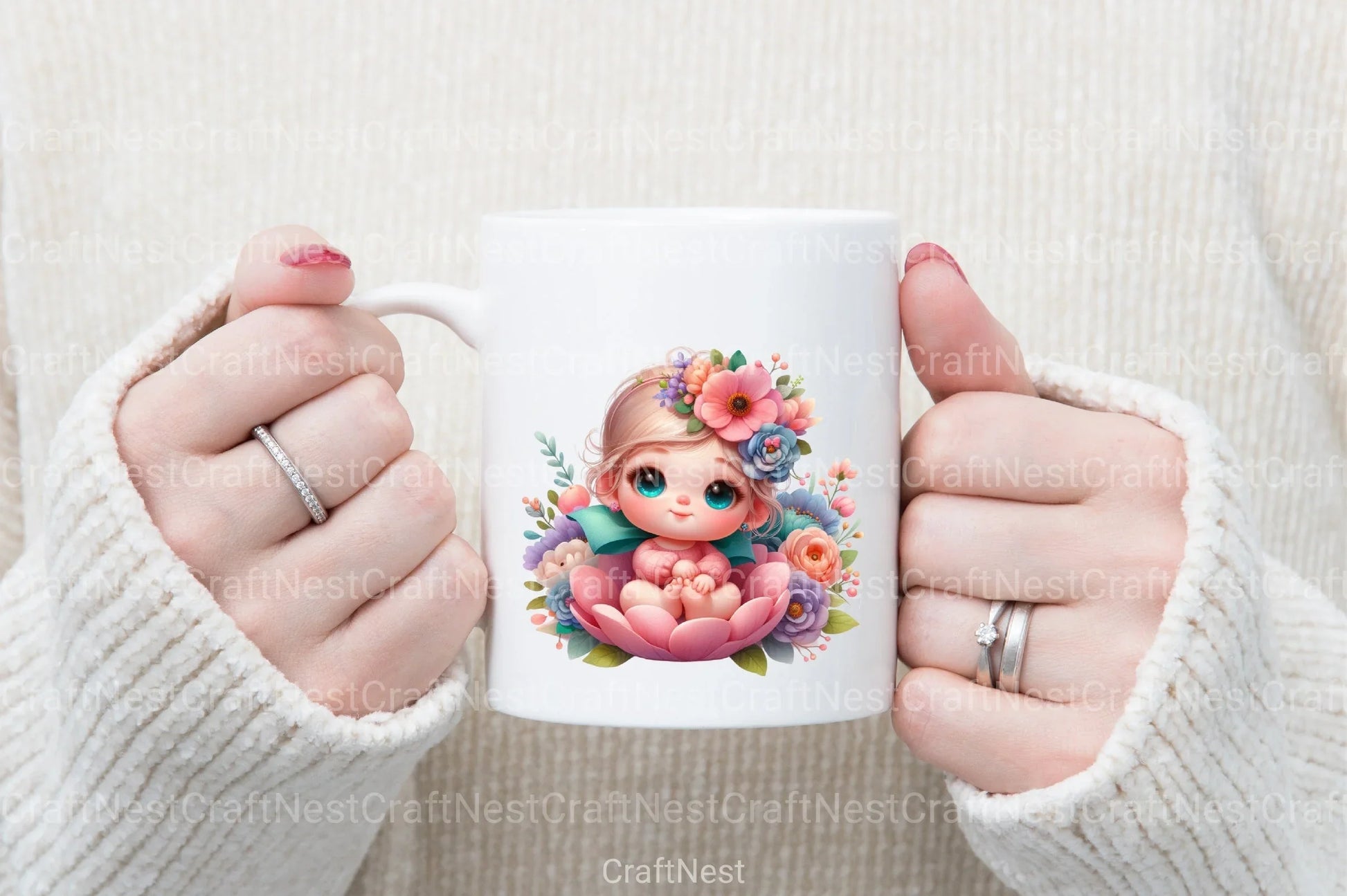 Cute Baby in Flowers Clipart Bundle - CraftNest - Digital Crafting and Art