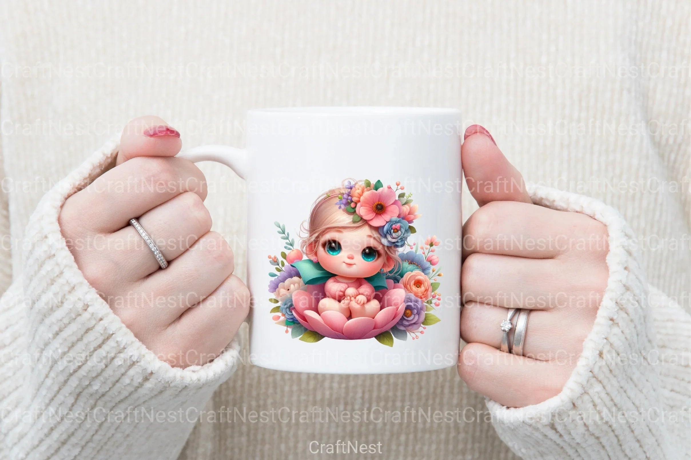 Cute Baby in Flowers Clipart Bundle - CraftNest - Digital Crafting and Art