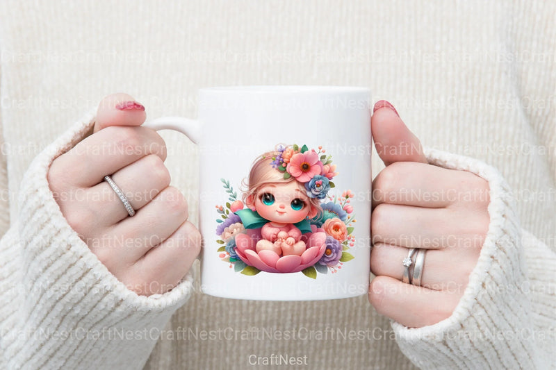 Cute Baby in Flowers Clipart Bundle - CraftNest - Digital Crafting and Art